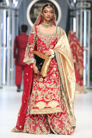 Golden Lehenga Kameez for Pakistani Bridal Dress