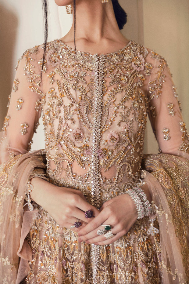 Golden Lehenga for Bride in Long Frock 2022