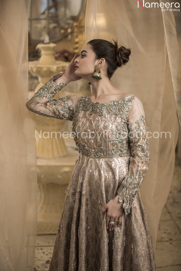 Golden Maxi Dress Pakistani 2021