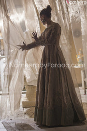 Golden Maxi Dress Pakistani for Wedding