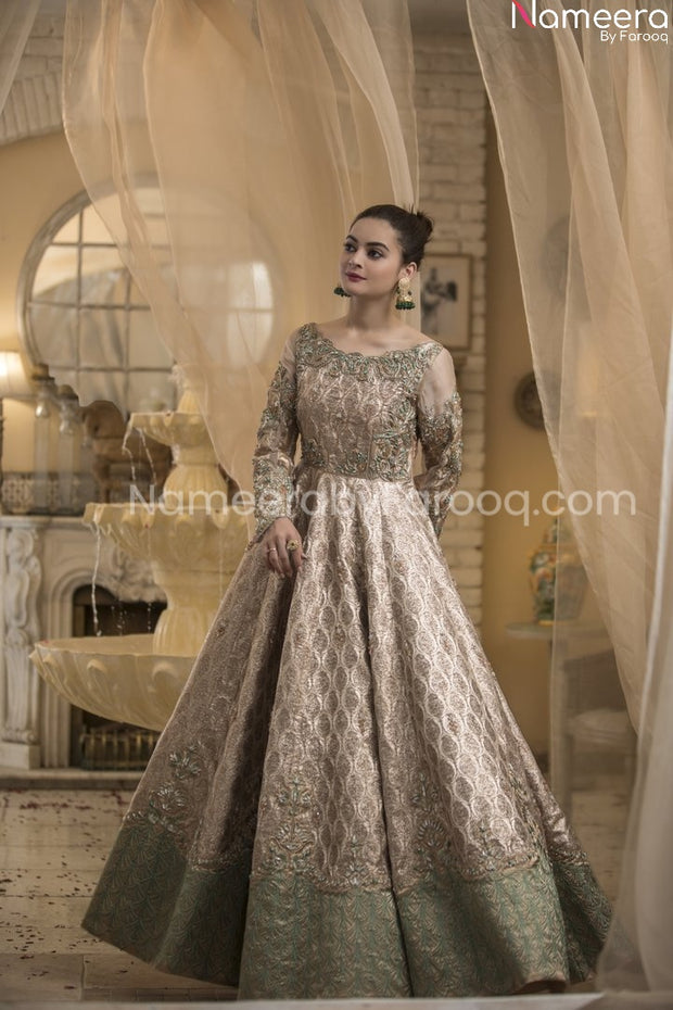 Golden Maxi Dress Pakistani 
