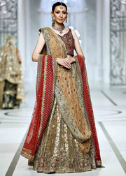 Golden Pakistani Designer Lehenga with Red Choli 2022