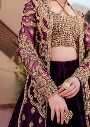 Golden Purple Lehenga Choli Jacket Indian Bridal