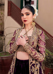 Golden Purple Lehenga Choli Jacket 