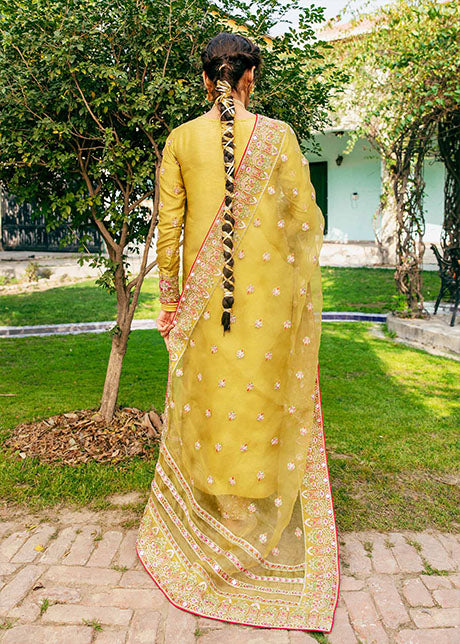 Golden Raw Silk Salwar Kameez for Indian Wedding Wear 2022