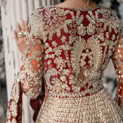 Golden Red Maxi Lehenga for Pakistani Wedding Dress