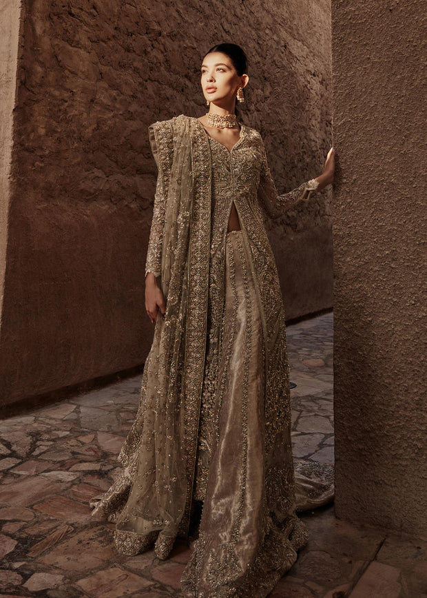 Golden Skin Lehenga Gown Pakistani Wedding Dress