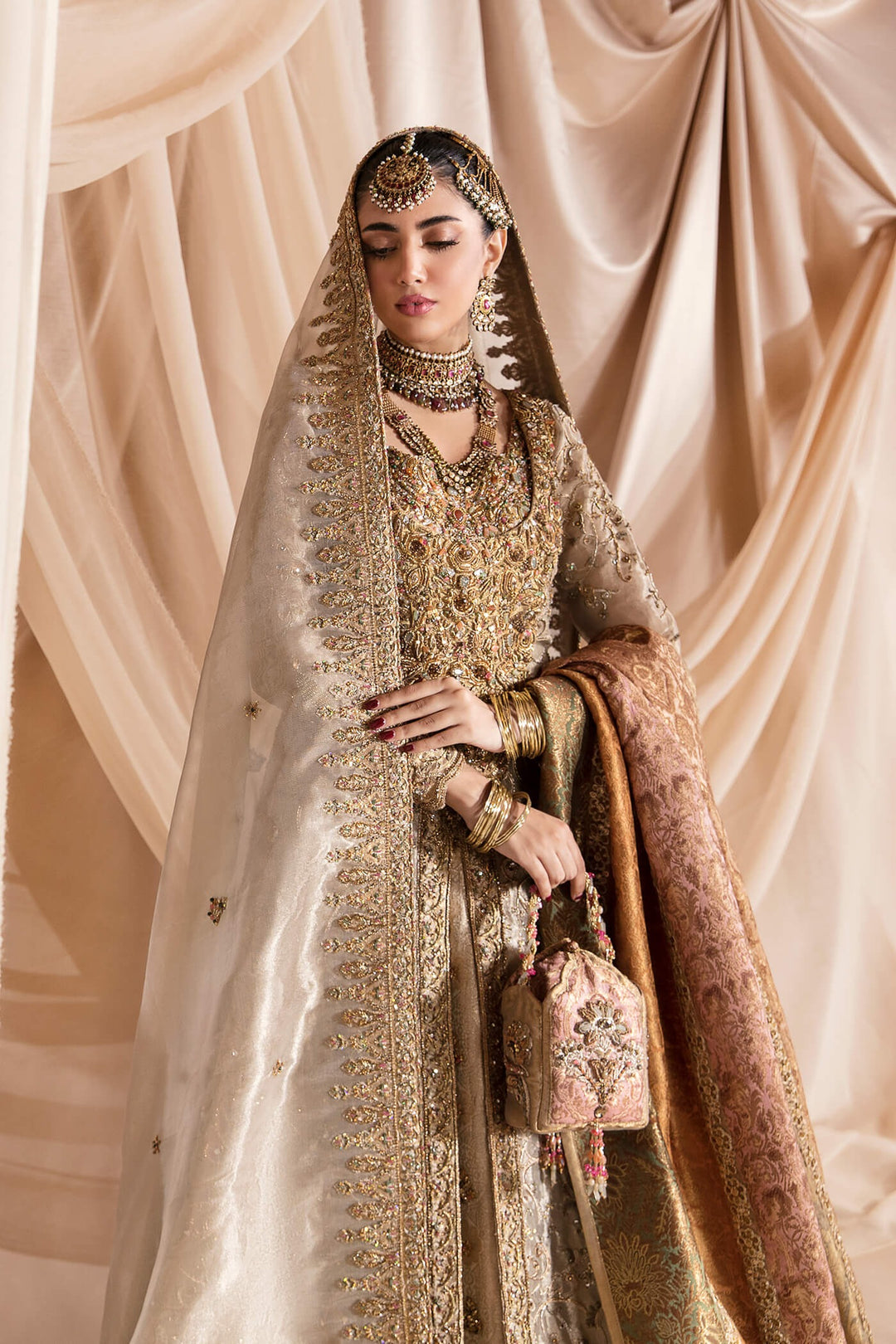 Golden Tissue Lehenga Pakistani 
