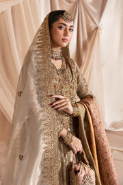 Golden Tissue Lehenga Pakistani Wedding Dress 2023
