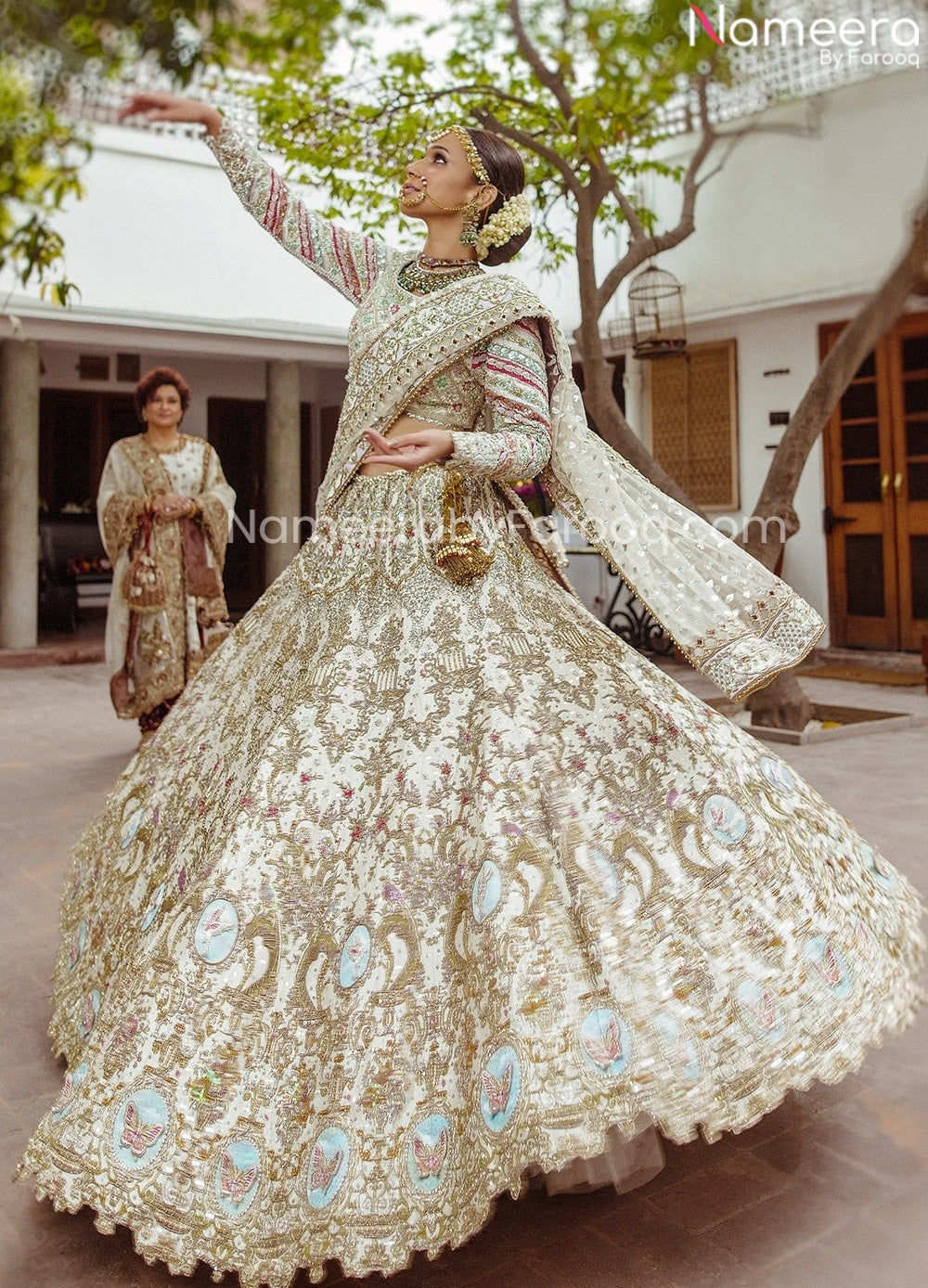 Golden White Bridal Lehenga 