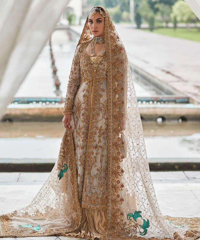 Golden White Bridal Lehenga Dress 