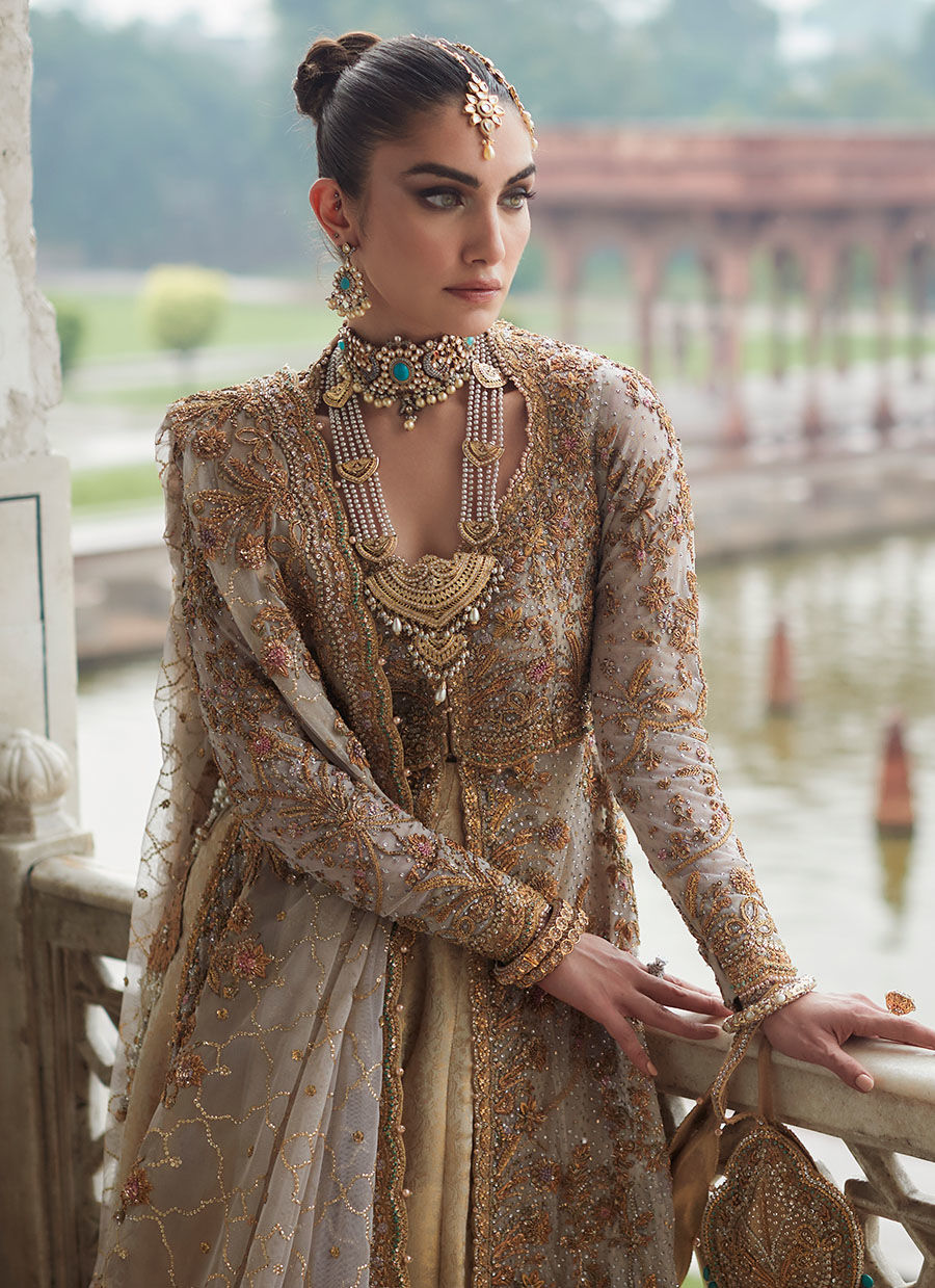 Golden White Bridal Lehenga Dress 2022