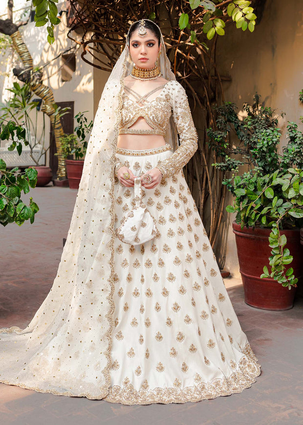 Golden White Lehenga Choli for Indian Bridal Wear