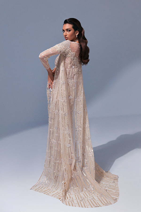 Golden White Lehenga Jacket Pakistani Wedding Dress