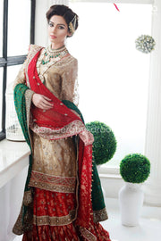 Golden and Red Bridal Dress
