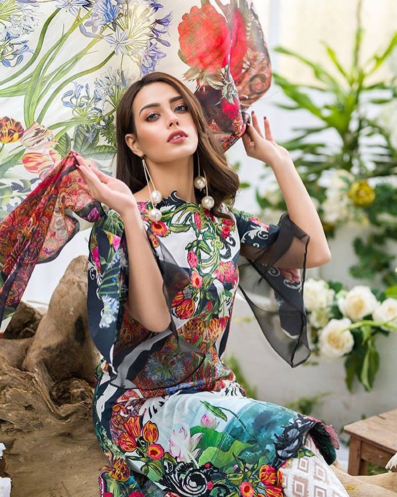 Gorgeous Fresh Floral Printed Embroidered Lawn Designer Dress