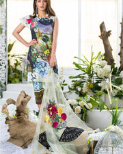 Gorgeous Fresh Floral Printed Embroidered Chiffon dupatta Dress