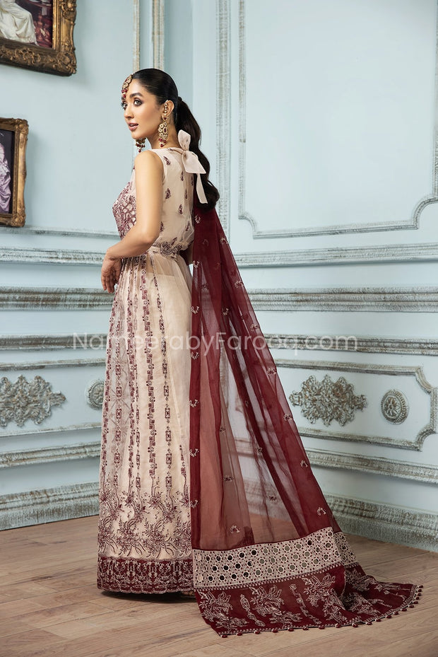 Gown Dress Pakistani for Girls in Tea Pink Shade 2021