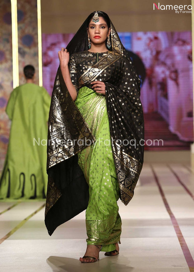 Green Black Saree