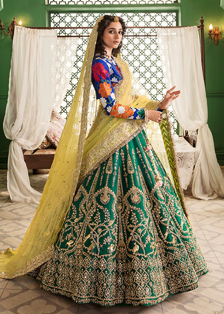 Green Blue Bridal Lehenga Choli for Indian Bridal Wear 2022