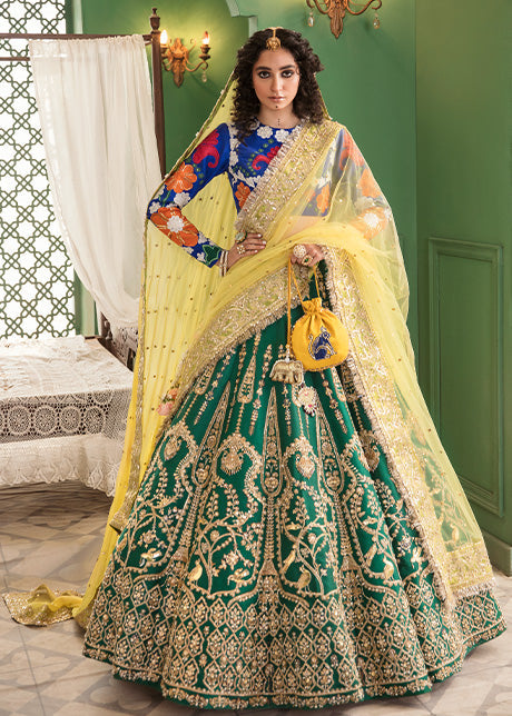 Green Blue Bridal Lehenga Choli for Indian Bridal Wear