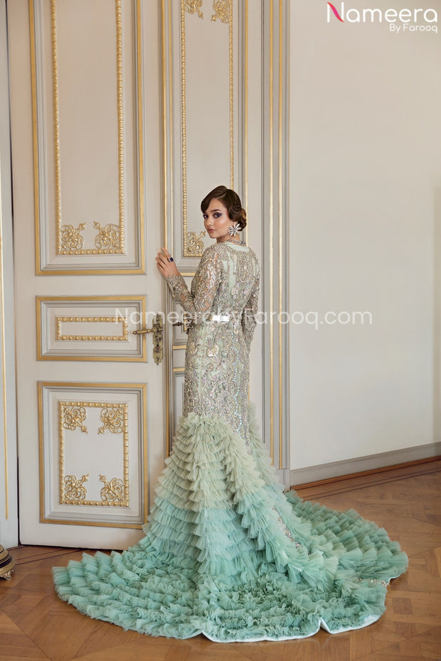 green bridal lehenga