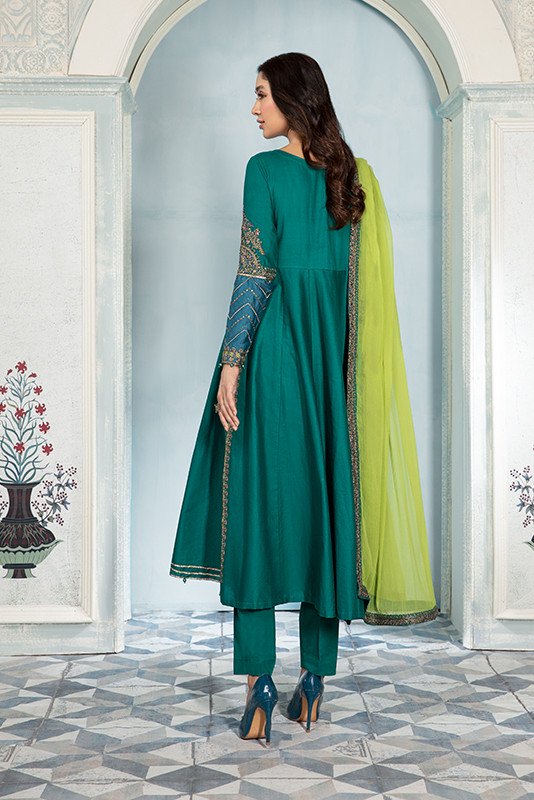 Buy Green Dress Pakistani in Traditional Frock Trouser Style LARGE Buy Green Dress Pakistani in Traditional Frock Trouser Style LARGE