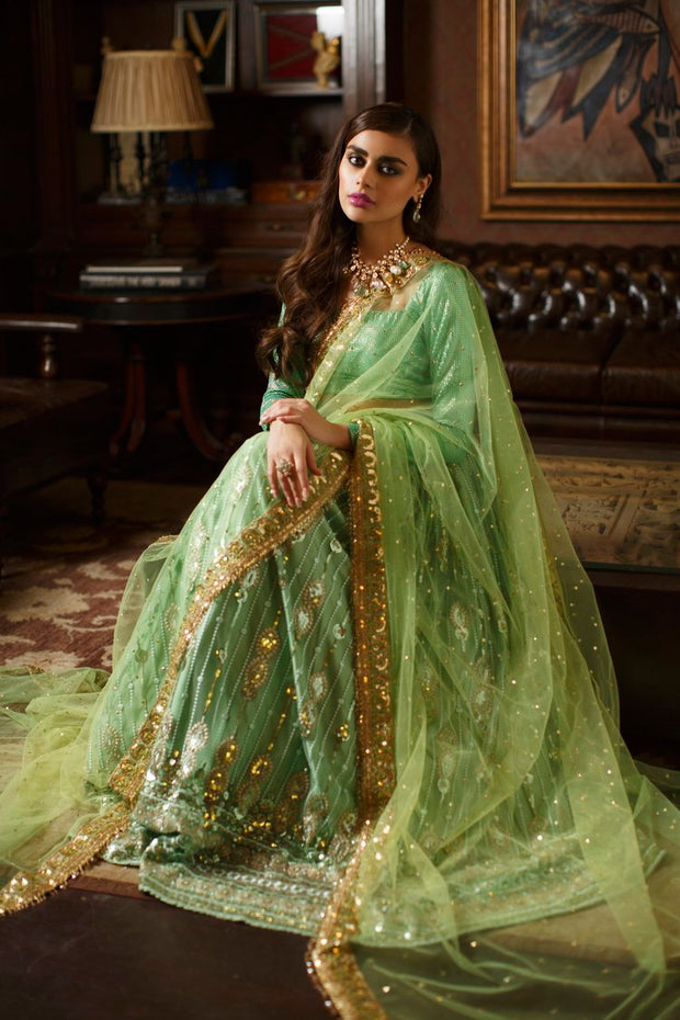 Green Lehenga Choli Dupatta Pakistani Bridal Dress