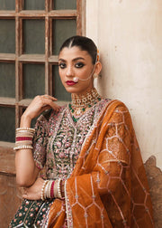 Green Pakistani Bridal Dress in Traditional Pishwas Style