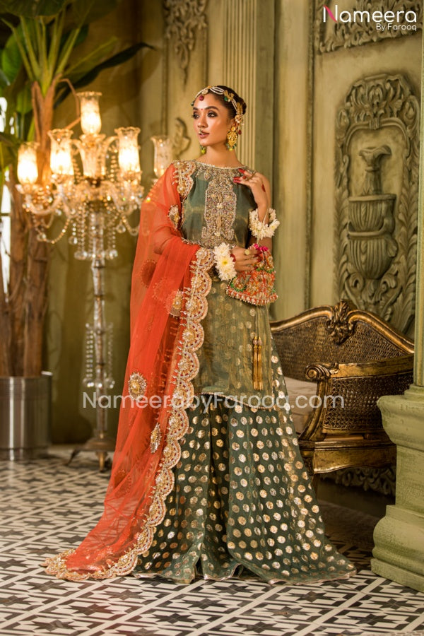 Green Pakistani lehenga