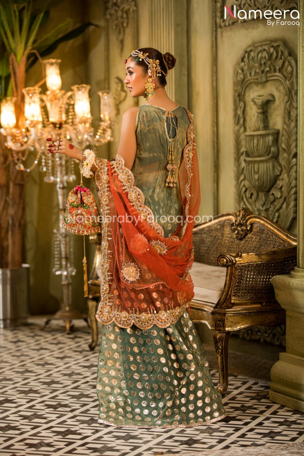 Green Pakistani lehenga