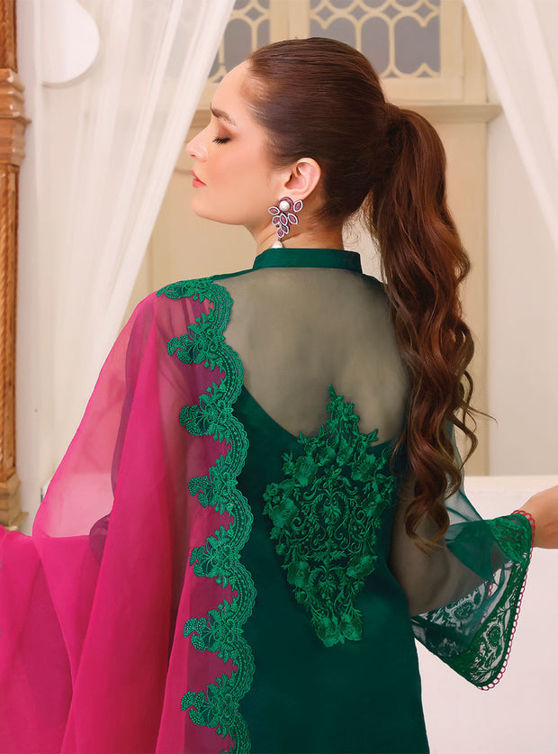 Green Salwar Kameez Dupatta Pakistani Eid Dress in Organza