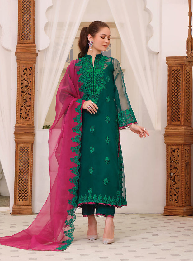Green Salwar Kameez Pakistani Eid Dress in Organza