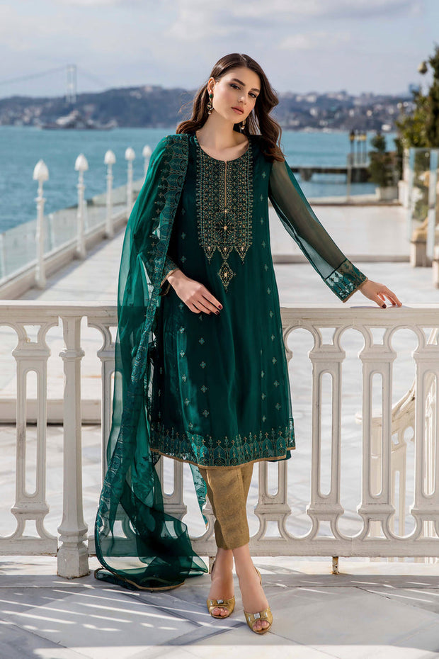 Green Salwar Kameez and Dupatta Pakistani Party Dress