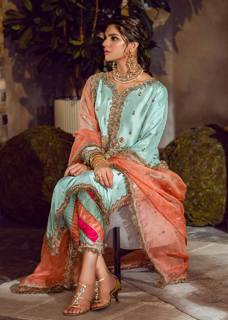 Green Silk Salwar Kameez Pakistani Party Dress