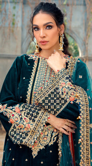 Green Velvet Salwar Kameez Pakistani Party