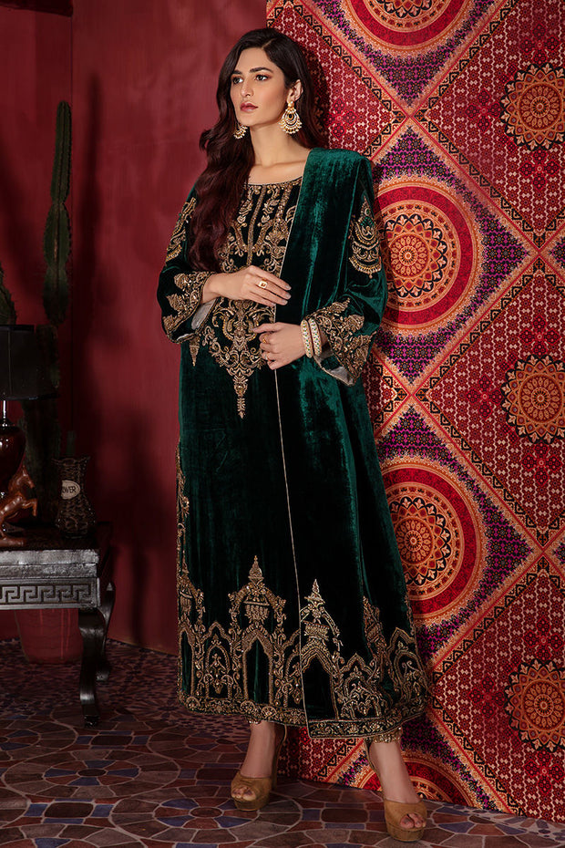Green Velvet Salwar Kameez Pakistani Wedding Dresses Nameera by