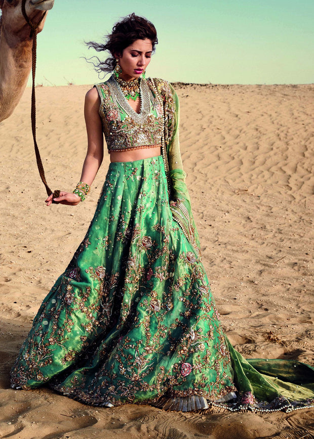 Indian Green Lehenga with Flared