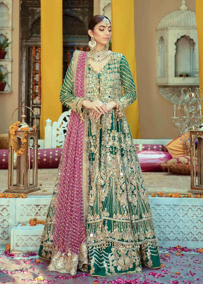 Green and Gold Lehenga