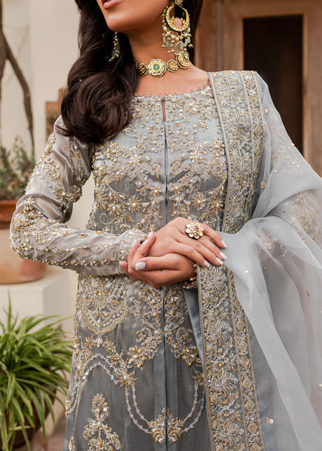 Grey Blue Shirt Sharara for Pakistani Wedding Dresses 2023