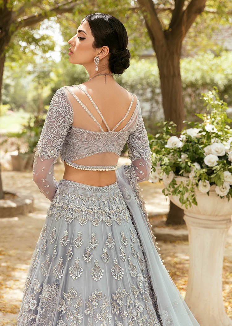 Elegant Grey Pakistani Bridal Lehenga Choli Dress