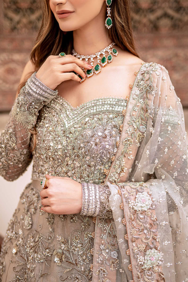 Grey Bridal Lehenga Choli Pakistani Dress
