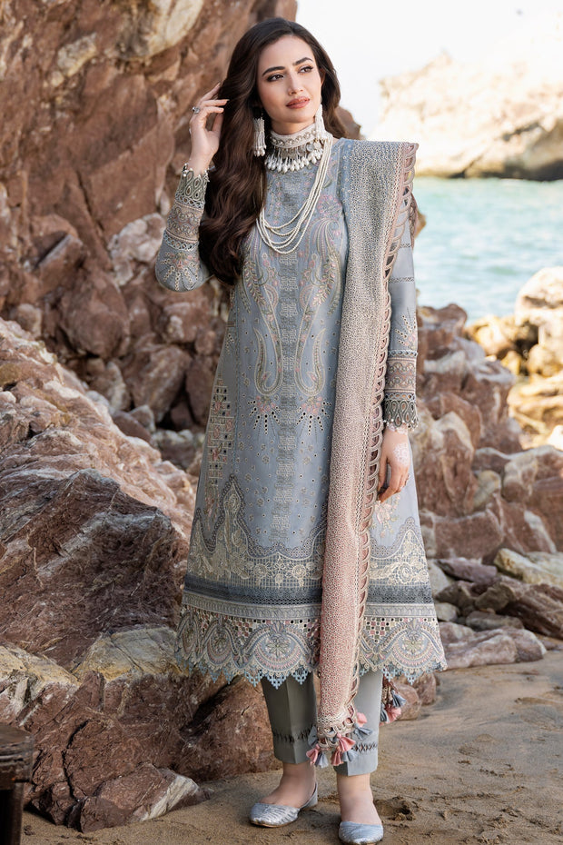 Grey Kameez Trouser Embroidered Pakistani Eid Dress Nameera by Farooq Grey Kameez Trouser Embroidered Pakistani Eid Dress Nameera by Farooq