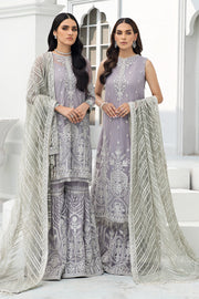 Grey Pakistani Embroidered Kurti with Sharara Party Wear