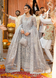 Grey Pakistani Suit in Kameez Trouser Style for Wedding Online