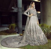 Grey Peplum Choli Lehenga