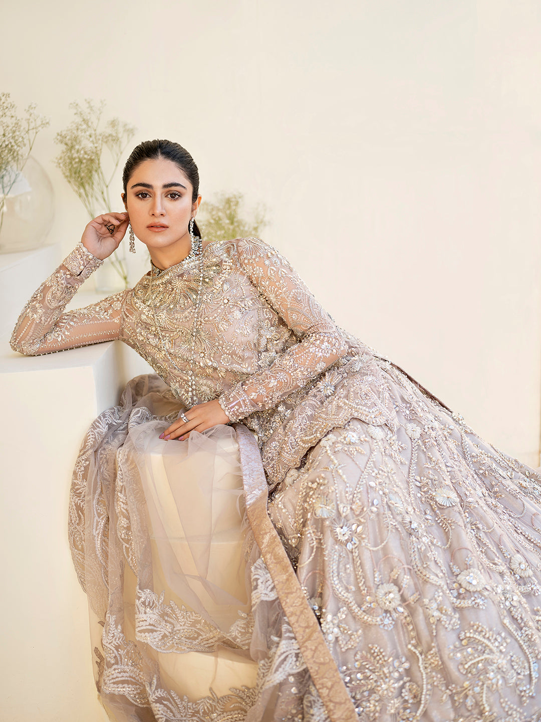 Grey Skin Bridal Lehenga Kameez