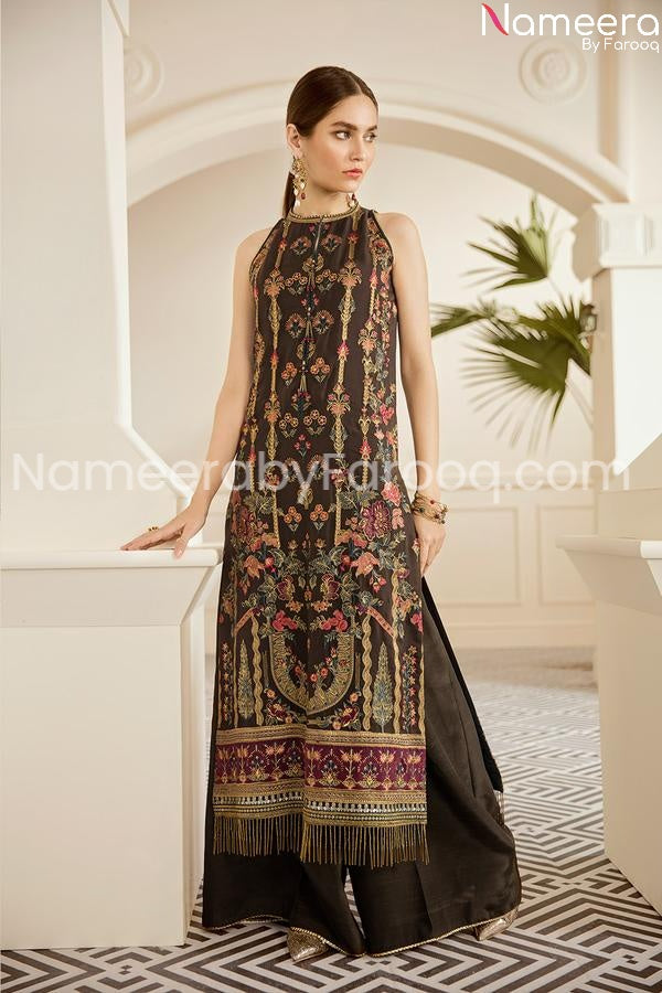 Designer grey long shirt with plazo 2021