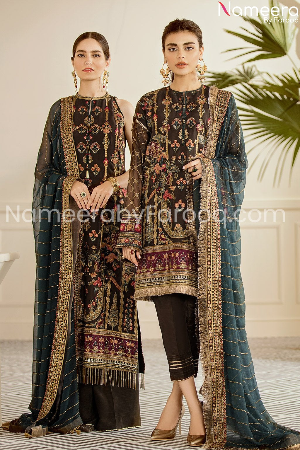 Designer grey long shirt with plazo
