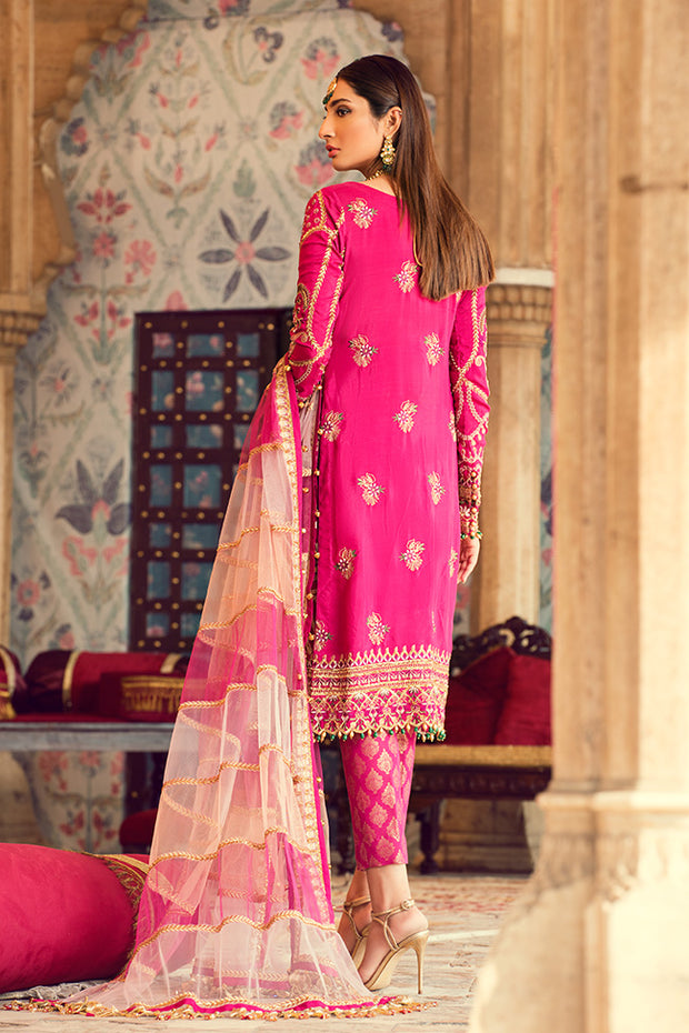 Latest designer embroidered grip dress in lavish pink color